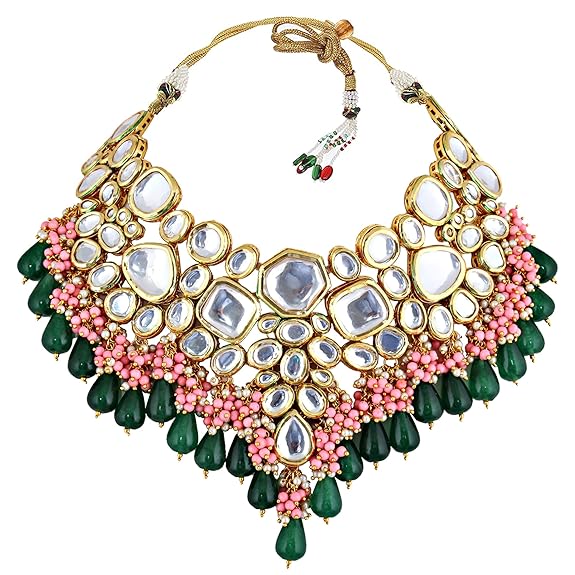 Jewellery 18K Gold Plated Multicolor with Monalisa Drop Bridal Set for Girls & Women - Rajputtrade