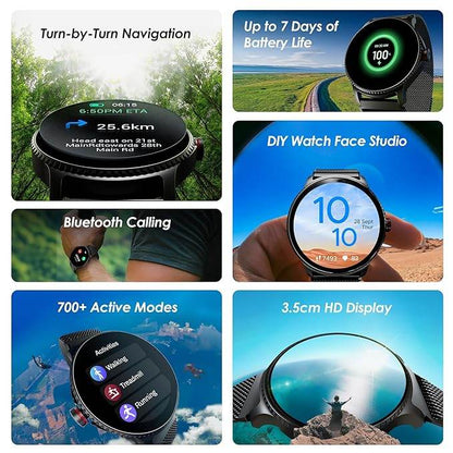 boAt Lunar Discovery w/ 1.39" (3.5 cm) HD Display, Smart Watch for Men & Women(Black Metal) - Rajputtrade