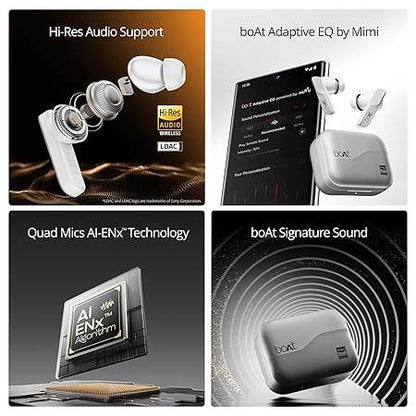 boAt Airdopes 800 HiDef, Hi-Res Audio LDAC, 4Mic ENx, App Support, ASAP Charge, IPX5, Low Latency, Dual Pairing, BTv5.3, Bluetooth TWS in Ear Earbuds Wireless Earphones (Sterling Silver) - Rajputtrade