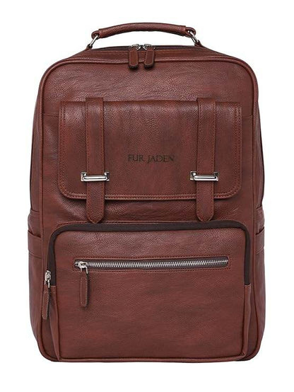 FUR JADEN Vegan Leather Stylish 15.6 Inch Laptop Backpack Travel Weekender Bag For Men Women - Rajputtrade