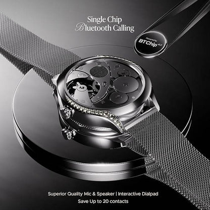 boAt Enigma Gem Women's Luxury Smart Watch w/ 1.19” (3.02cm) AMOLED Display (Metallic Silver) - Rajputtrade