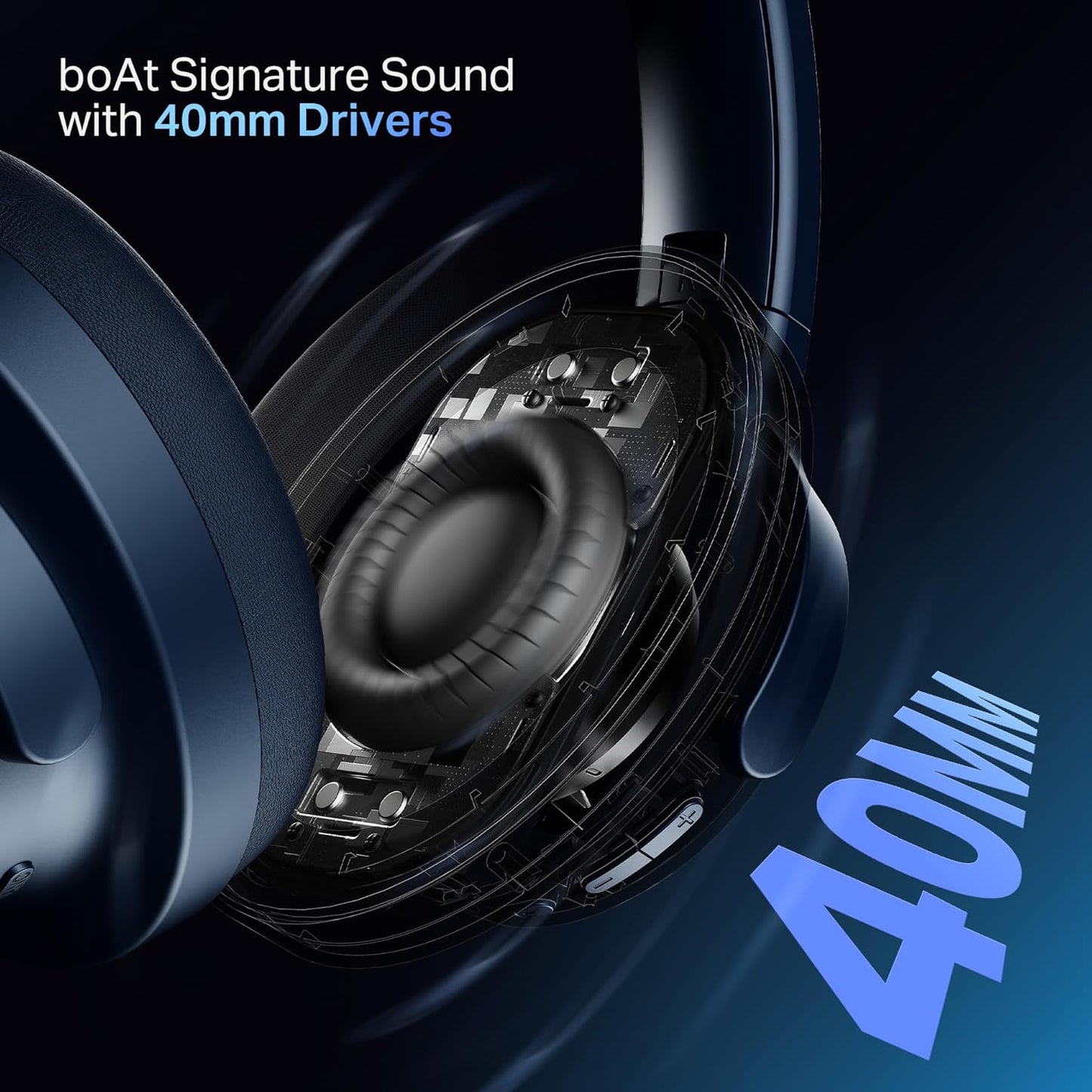 boAt Rockerz 512 ANC,(~40dB) Hybrid ANC, 80H Battery, 40mm Drivers, 40ms Low Latency, ENx Tech,Stream Ad Free Music via App Support, Bluetooth Headphones (3 color options)