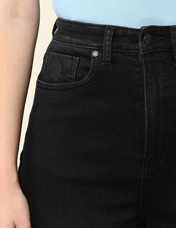 Women's Loose Jeans, Black (Size 36) - Rajputtrade