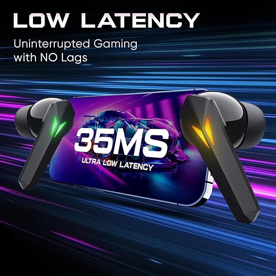 Mivi Commando X7 [Just Launched] Gaming in Ear Earbuds: 35ms Low Latency, Dual RGB,13mm Bass Drivers, 50Hrs Playtime, Type C (Black)