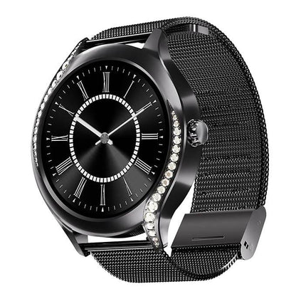 boAt Enigma Gem Women's Luxury Smart Watch w/ 1.19” (3.02cm) AMOLED Display, HR & SpO2 (Metallic Black) - Rajputtrade