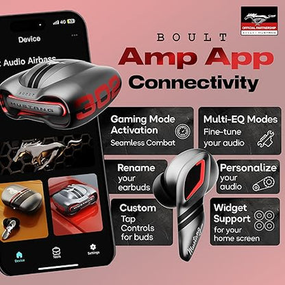 Boult X Mustang Newly Launched Torq TWS Earbuds with 60H Playtime, App Support, 4 Mics ENC, 45ms Low Latency (Silver)