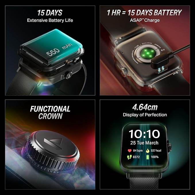 boAt New Launch Storm Infinity w/15 Days Extensive Battery fueled by Huge 550mAh Battery, 1.83”(4.65cm) HD Display (Black) - Rajputtrade