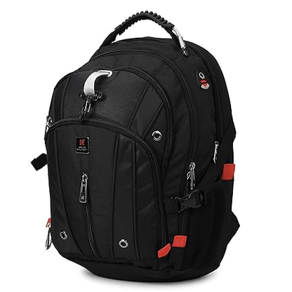 SWISS MILITARY Laptop Backpack: 31L Water-Resistant Bag with USB & Aux Port, Breathable EVA Back, Stylish Travel & Outdoor Backpack for Men & Women - Black - Rajputtrade