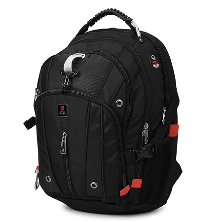 SWISS MILITARY Laptop Backpack: 31L Water-Resistant Bag with USB & Aux Port, Breathable EVA Back, Stylish Travel & Outdoor Backpack for Men & Women - Black - Rajputtrade