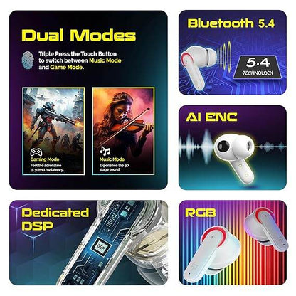 CrossBeats Fury Max Gaming TWS in-Ear Buds |100hr Playtime Bluetooth Earphones | BT v5.4 | 30ms Low Latency - Rajputtrade