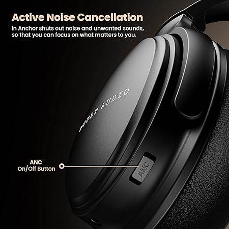 Boult Audio Anchor Bluetooth Wireless Over Ear Headphones with Mic, Active Noise Cancellation, 30H Playtime (Black) - Rajputtrade
