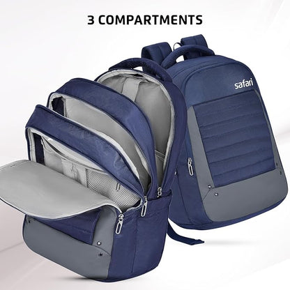 Safari Spade 34L Formal Laptop Backpack with Raincover, Antitheft Pocket, 3 Compartments, Front Pocket, Smart Trolley Sleeve, Office Bag, College Backpack, Travel Bag, School Bag - Rajputtrade