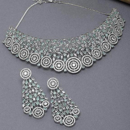 Choker Necklace with Earrings Jewellery Set with Girls and Women (Lime Green) - Rajputtrade