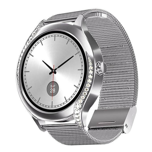 boAt Enigma Gem Women's Luxury Smart Watch w/ 1.19” (3.02cm) AMOLED Display (Metallic Silver) - Rajputtrade