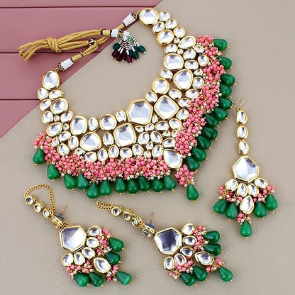 Jewellery 18K Gold Plated Multicolor with Monalisa Drop Bridal Set for Girls & Women - Rajputtrade