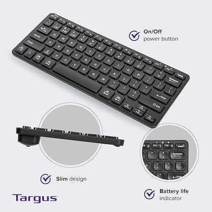Targus AKB862 Compact Multi-Device Bluetooth® 5.1 Keyboard (Black),DefenseGuard™ Antimicrobial Protection*,Multi-Device connectivity for up to 3 Devices,for Windows/Mac/Android/Laptop/PC/Tablet/Phone - Rajputtrade