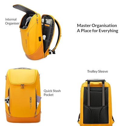 Red Lemon BANGE Captain 30L Business Smart Waterproof Backpack fit Upto 15.6 Inch Laptop Backpack with USB&Type-C Charging Port,Travel Durable Backpack for Men and Women - Rajputtrade