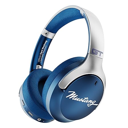 GOBOULT X Mustang Q Over Ear Bluetooth Headphones with 70H Playtime, 40mm Bass Drivers, Zen ENC Mic, Type-C Fast Charging, 4 EQ Modes, Bluetooth 5.4, AUX Option, IPX5 Wireless Headphones