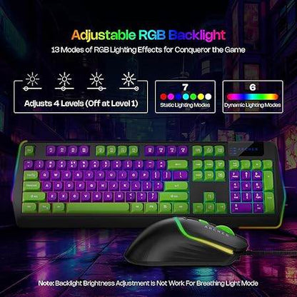 Archer Tech Lab Wired Gaming Keyboard and Mouse Combo|Full Size 104 Keys,19 Anti-Ghosting| 6 Button Mouse Adjustable 7200 DPI,13 RGB Modes,Braided Cable|for PC, Laptop,Windows, Mac,Linux(G200) - Rajputtrade