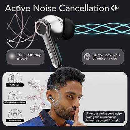 Boult Audio Z40 Ultra Truly Wireless in Ear Earbuds with 32dB Active Noise Cancellation, 100H Playtime (Silver) - Rajputtrade