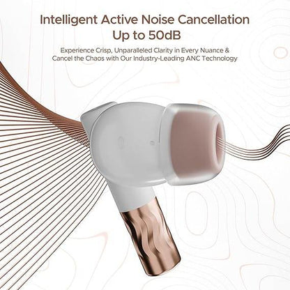 boAt Nirvana Zenith Truly Wireless in Ear Ear Buds w/Dolby Audio, 50dB ANC, Adaptive EQ Powered by Mimi, 6-Mic AI-ENx™, 50 Hrs. Playback & Hearables App Support(Celestial White) - Rajputtrade