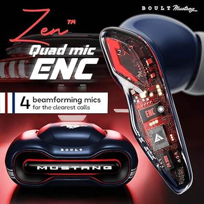 Boult x Mustang Torq Wireless in Ear Earbuds with 50H Playtime, App Support, Quad Mic ENC, 45ms Low Latency (Blue) - Rajputtrade