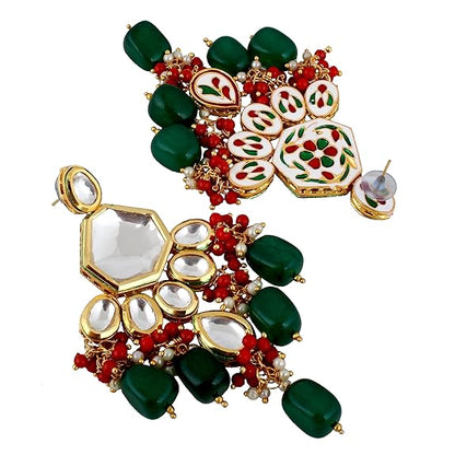 Meenakari 18K Gold plated Multi color Uncut dibbi Kundan Combo Necklace Set - Rajputtrade