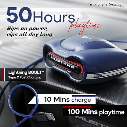 Boult x Mustang Torq Wireless in Ear Earbuds with 50H Playtime, App Support, Quad Mic ENC, 45ms Low Latency (Blue) - Rajputtrade