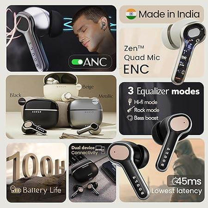 Boult Audio Z40 Ultra Truly Wireless in Ear Earbuds with 32dB Active Noise Cancellation, 100H Playtime (Silver) - Rajputtrade
