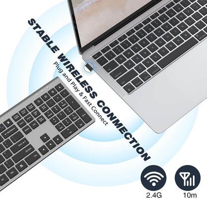 cimetech Rechargeable Wireless Keyboard, 2.4G USB Full Size keyboard. - Rajputtrade