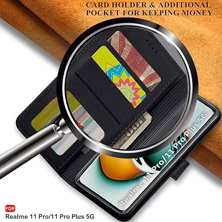 Realme 11 / 11 Plus/Narzo 60 Pro 5G | Genuine Leather Finish (Flip Black)