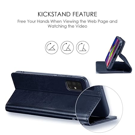 Samsung Galaxy A20 | A30 | M10s (Flexible | Leather Finish | Card Pockets Wallet & Stand | Blue)