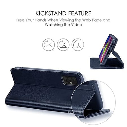 Samsung Galaxy A20 | A30 | M10s (Flexible | Leather Finish | Card Pockets Wallet & Stand | Blue)