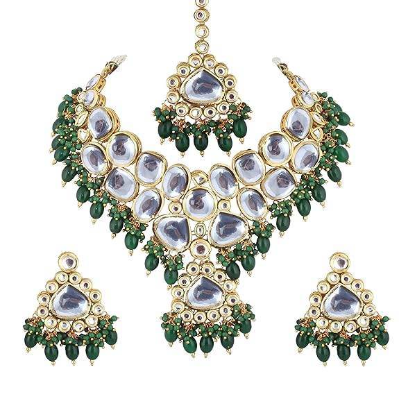 18K Gold-Plated Back Meenakari Uncut Kundan Choker Necklace Jewelry Set for Women & Girls - Rajputtrade