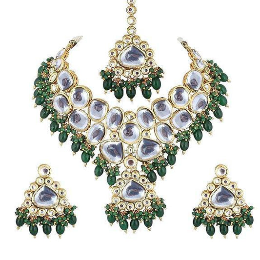 18K Gold-Plated Back Meenakari Uncut Kundan Choker Necklace Jewelry Set for Women & Girls - Rajputtrade