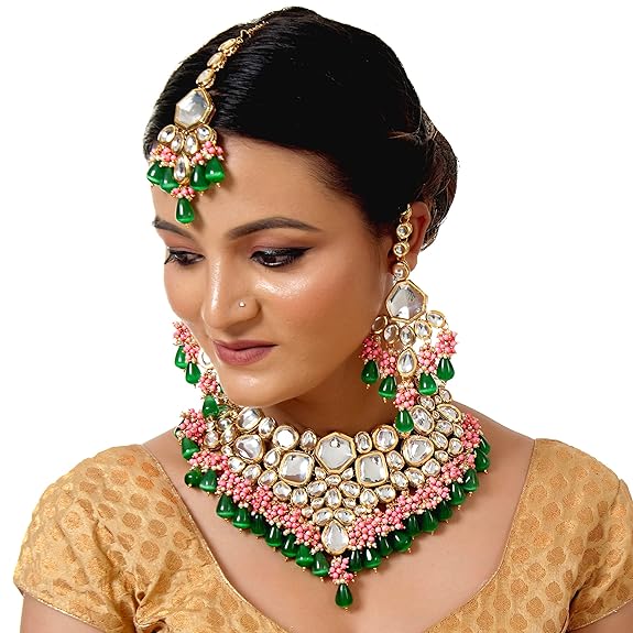 Jewellery 18K Gold Plated Multicolor with Monalisa Drop Bridal Set for Girls & Women - Rajputtrade