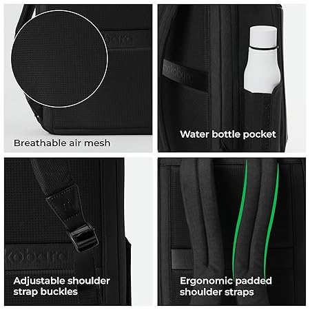 MOKOBARA The Autopilot Backpack Fits 15.6 Inch Laptop, 35L Capacity Premium Durable Nylon and Vegan Leather Black Unisex Multipurpose Laptop Backpack | Ideal for Office, Travel, School (Black) - Rajputtrade