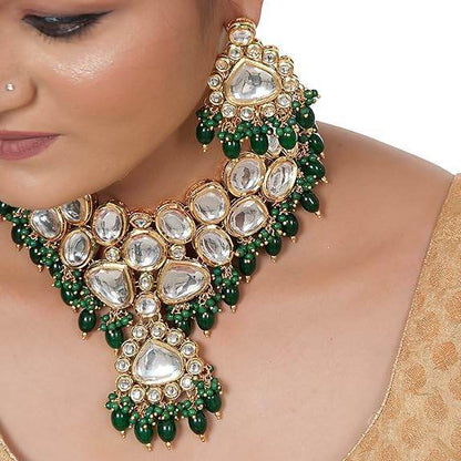 18K Gold-Plated Back Meenakari Uncut Kundan Choker Necklace Jewelry Set for Women & Girls - Rajputtrade