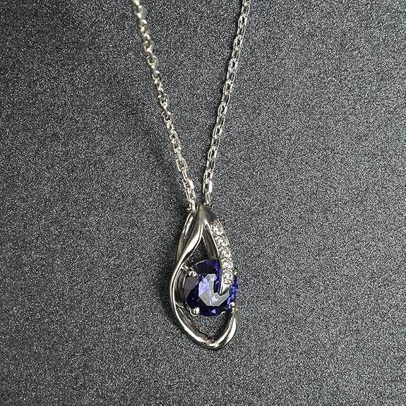 925 Sterling Silver Royal Blue Eye Pendant Chain Jewellery Set | Rhodium Plated, Swiss Zirconia | Gift for Women & Girls - Rajputtrade