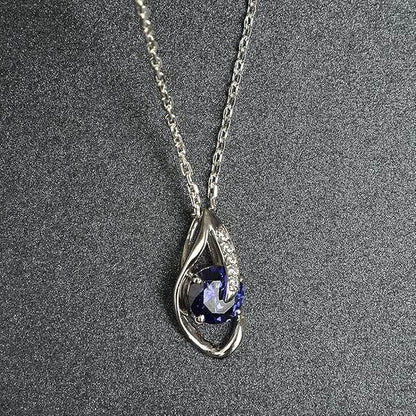 925 Sterling Silver Royal Blue Eye Pendant Chain Jewellery Set | Rhodium Plated, Swiss Zirconia | Gift for Women & Girls - Rajputtrade