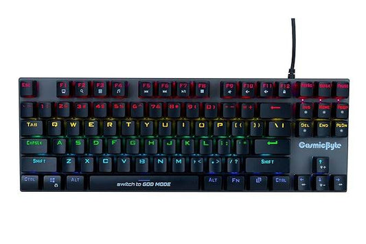 Cosmic Byte CB-GK-25 Pandora with Swappable Outemu Blue Switches and Rainbow LED (Black/Grey) - Rajputtrade