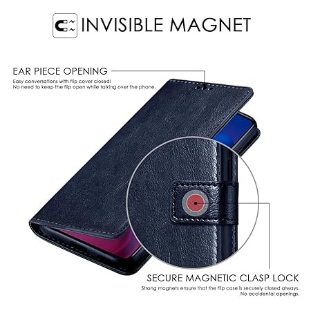 Samsung Galaxy A20 | A30 | M10s (Flexible | Leather Finish | Card Pockets Wallet & Stand | Blue)