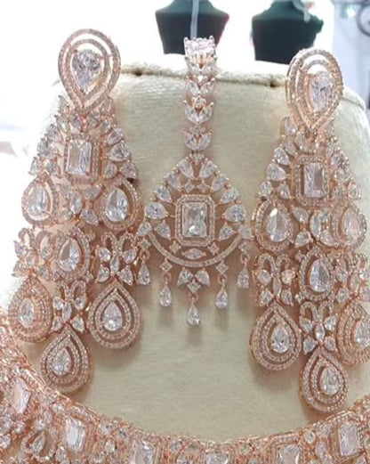 Stunnig Jewellery Set for Women American Diamond Combo of Choker Necklace Set with Earrings, - Rajputtrade