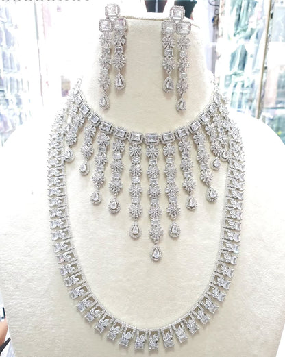 Stunnig Jewellery Set for Women American Diamond Combo of Choker Necklace Set with Earrings, - Rajputtrade