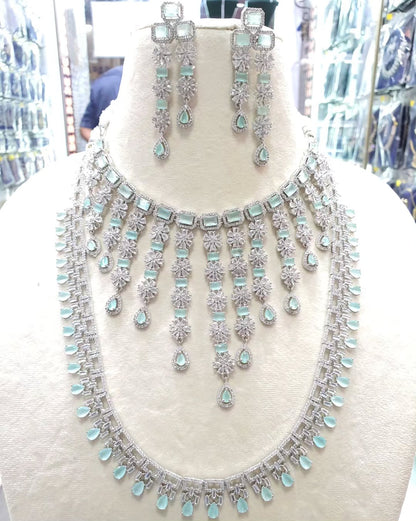 Stunnig Jewellery Set for Women American Diamond Combo of Choker Necklace Set with Earrings, - Rajputtrade