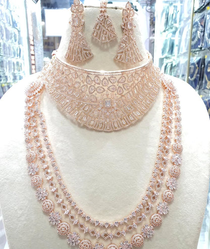 Stunnig Jewellery Set for Women American Diamond Combo of Choker Necklace Set with Earrings, - Rajputtrade