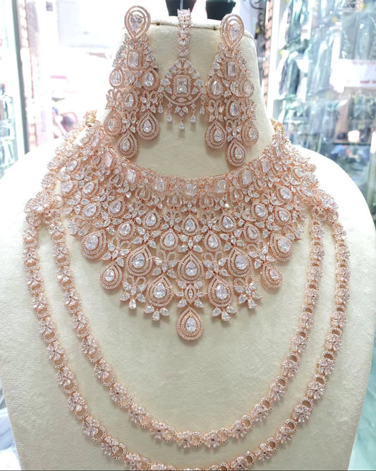 Stunnig Jewellery Set for Women American Diamond Combo of Choker Necklace Set with Earrings, - Rajputtrade