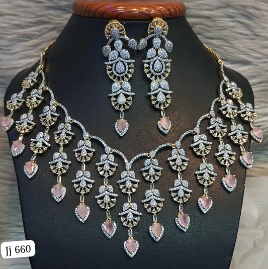 International Diamond/Stones Necklace Set with Earrings for Women | - Rajputtrade