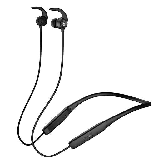 boAt Rockerz 255 Neo in-Ear Bluetooth Neckband with Mic with ENx Tech, Smart Magnetic Buds Active Black) - Rajputtrade