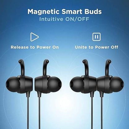 boAt Rockerz 255 Neo in-Ear Bluetooth Neckband with Mic with ENx Tech, Smart Magnetic Buds Active Black) - Rajputtrade